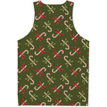 Xmas Candy Cane Pattern Print Men's Tank Top