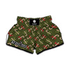 Xmas Candy Cane Pattern Print Muay Thai Boxing Shorts