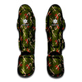 Xmas Candy Cane Pattern Print Muay Thai Shin Guards