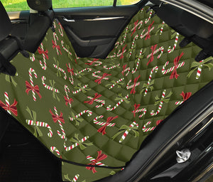 Xmas Candy Cane Pattern Print Pet Car Back Seat Cover