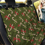 Xmas Candy Cane Pattern Print Pet Car Back Seat Cover