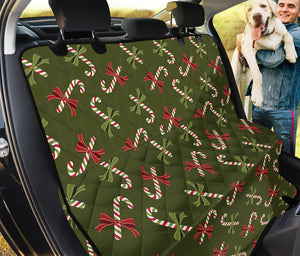 Xmas Candy Cane Pattern Print Pet Car Back Seat Cover