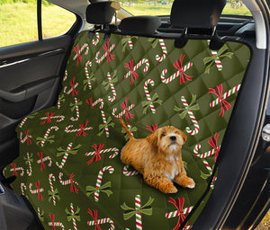 Xmas Candy Cane Pattern Print Pet Car Back Seat Cover