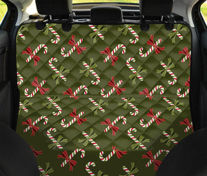 Xmas Candy Cane Pattern Print Pet Car Back Seat Cover