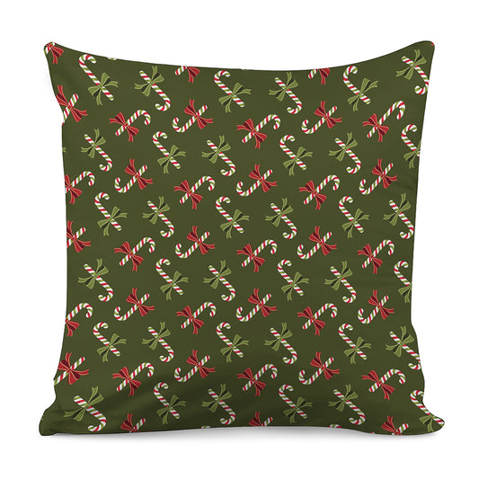 Xmas Candy Cane Pattern Print Pillow Cover