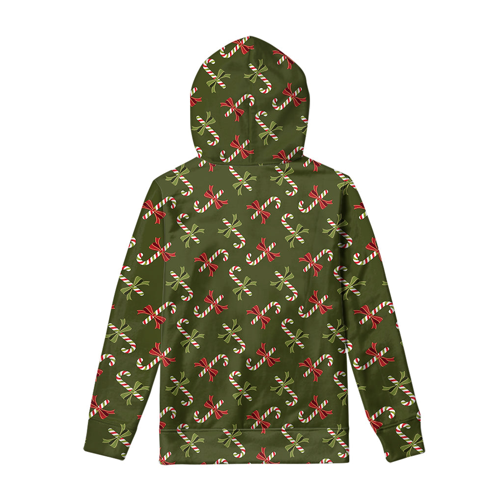 Xmas Candy Cane Pattern Print Pullover Hoodie