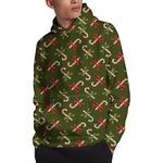 Xmas Candy Cane Pattern Print Pullover Hoodie