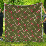 Xmas Candy Cane Pattern Print Quilt