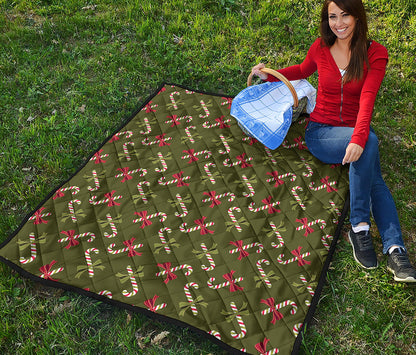 Xmas Candy Cane Pattern Print Quilt