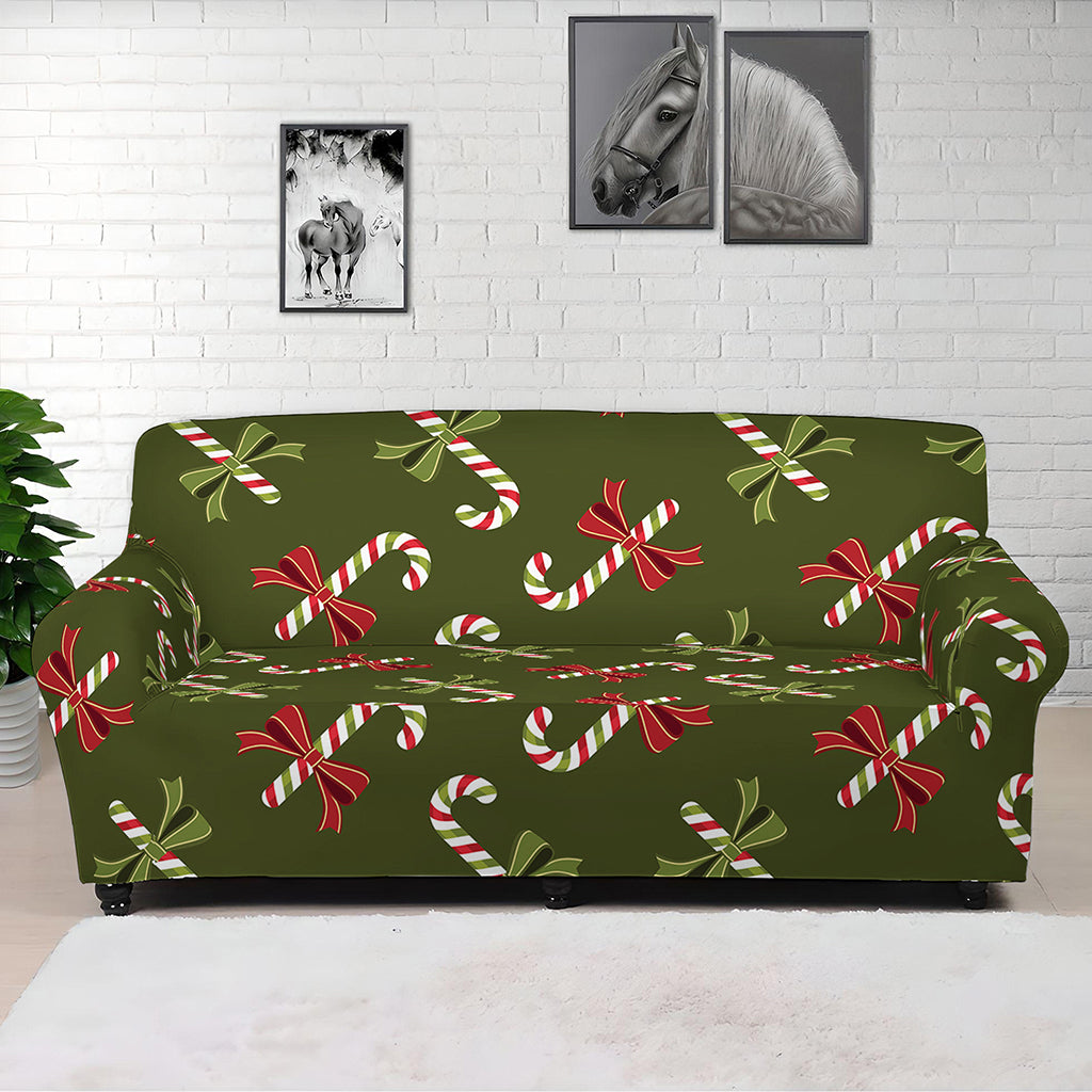 Xmas Candy Cane Pattern Print Sofa Cover