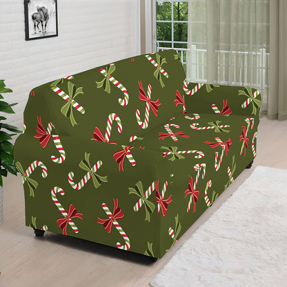 Xmas Candy Cane Pattern Print Sofa Cover