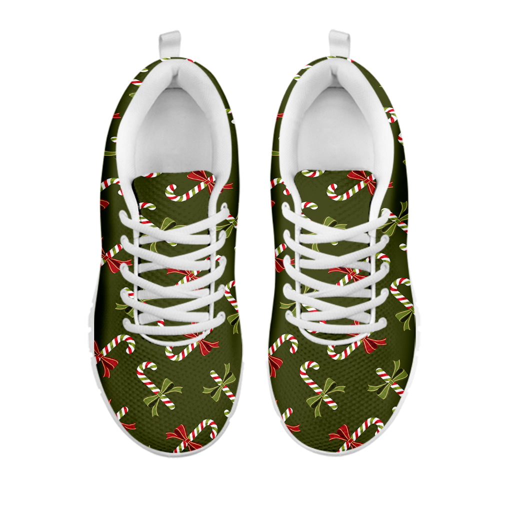 Xmas Candy Cane Pattern Print White Sneakers