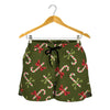 Xmas Candy Cane Pattern Print Women's Shorts