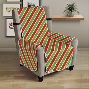 Xmas Candy Cane Stripes Print Armchair Protector