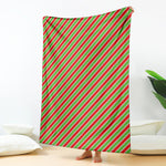 Xmas Candy Cane Stripes Print Blanket