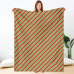 Xmas Candy Cane Stripes Print Blanket