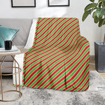 Xmas Candy Cane Stripes Print Blanket