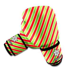 Xmas Candy Cane Stripes Print Boxing Gloves