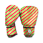 Xmas Candy Cane Stripes Print Boxing Gloves