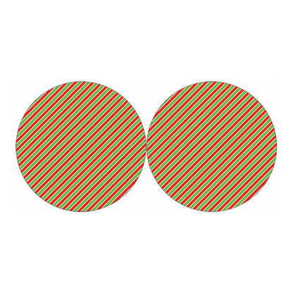 Xmas Candy Cane Stripes Print Car Coasters