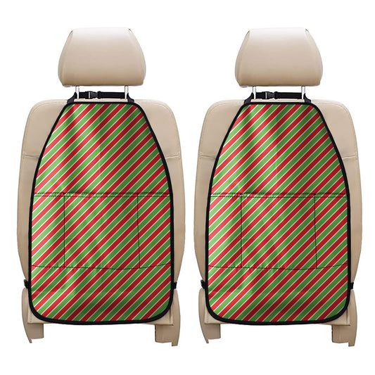 Xmas Candy Cane Stripes Print Car Seat Organizers
