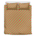 Xmas Candy Cane Stripes Print Duvet Cover Bedding Set