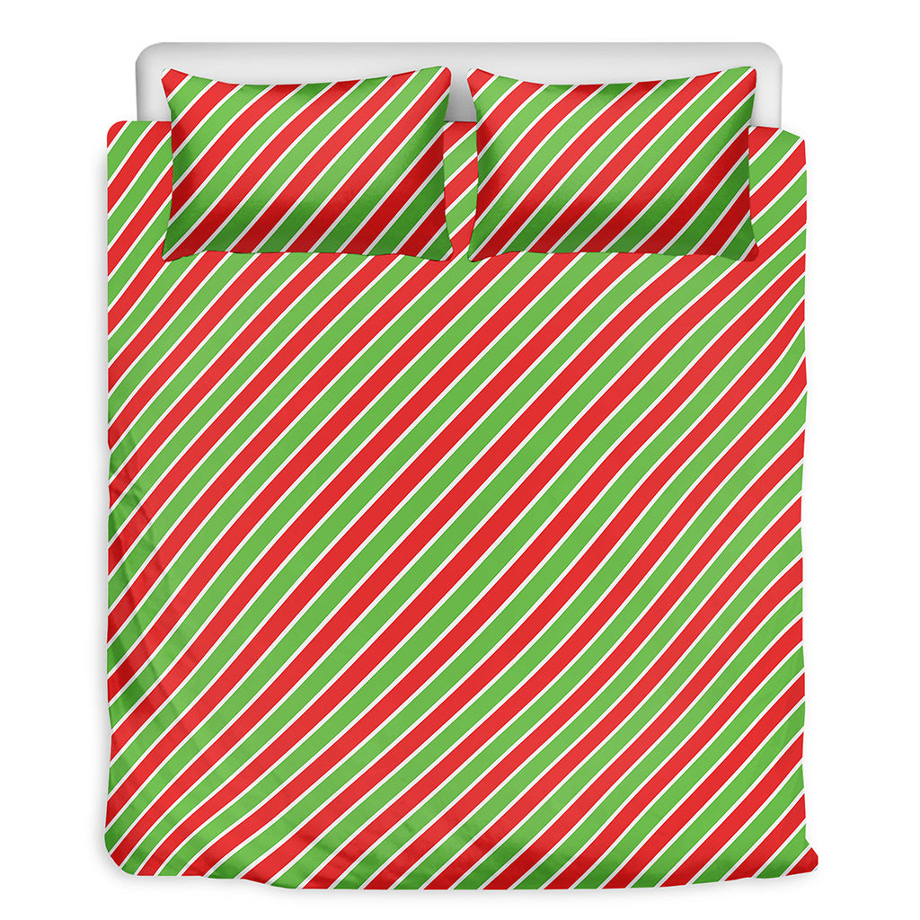 Xmas Candy Cane Stripes Print Duvet Cover Bedding Set