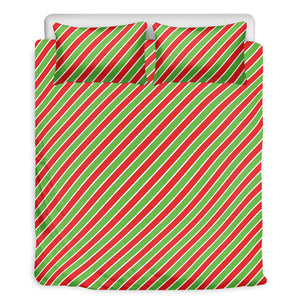 Xmas Candy Cane Stripes Print Duvet Cover Bedding Set