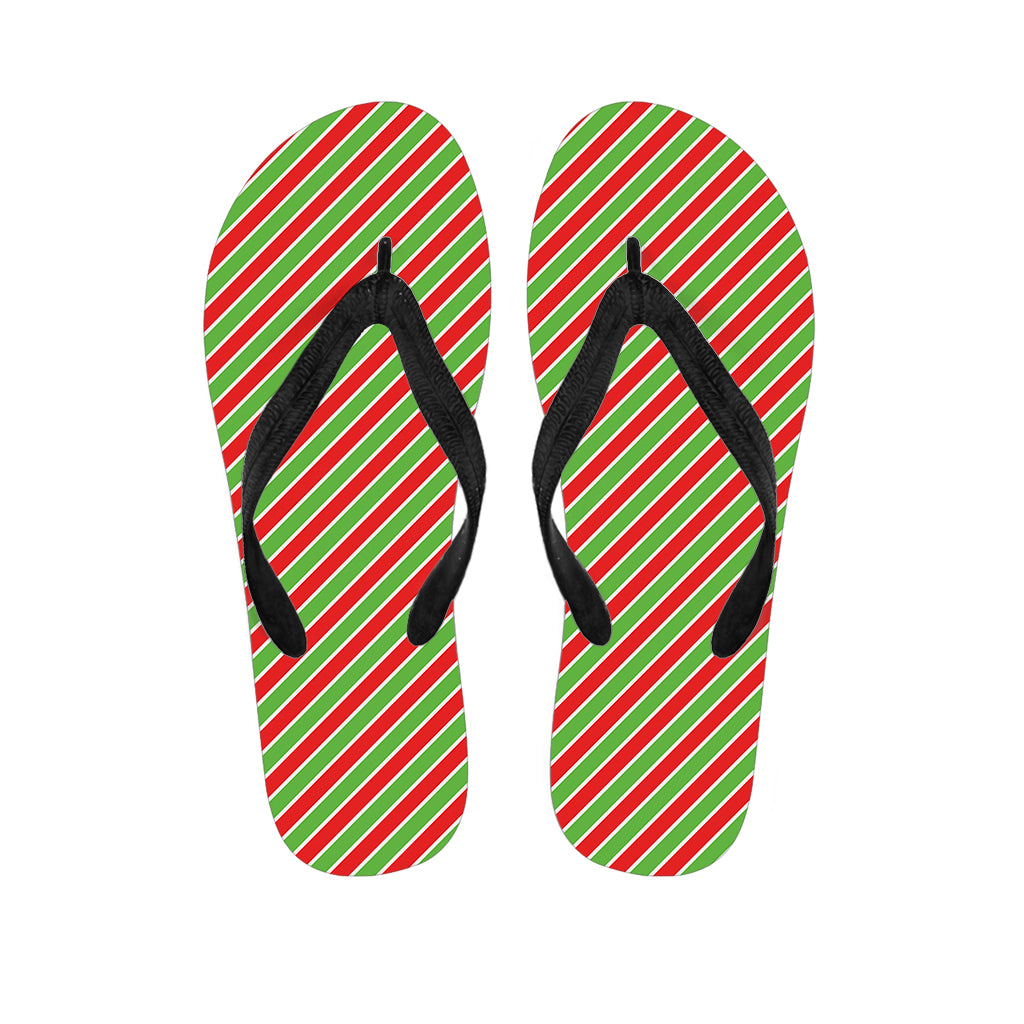 Xmas Candy Cane Stripes Print Flip Flops