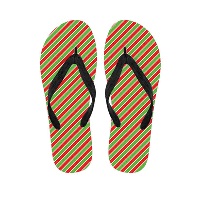 Xmas Candy Cane Stripes Print Flip Flops