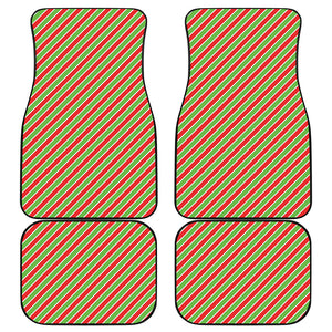 Xmas Candy Cane Stripes Print Front and Back Car Floor Mats