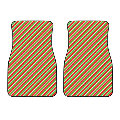 Xmas Candy Cane Stripes Print Front Car Floor Mats