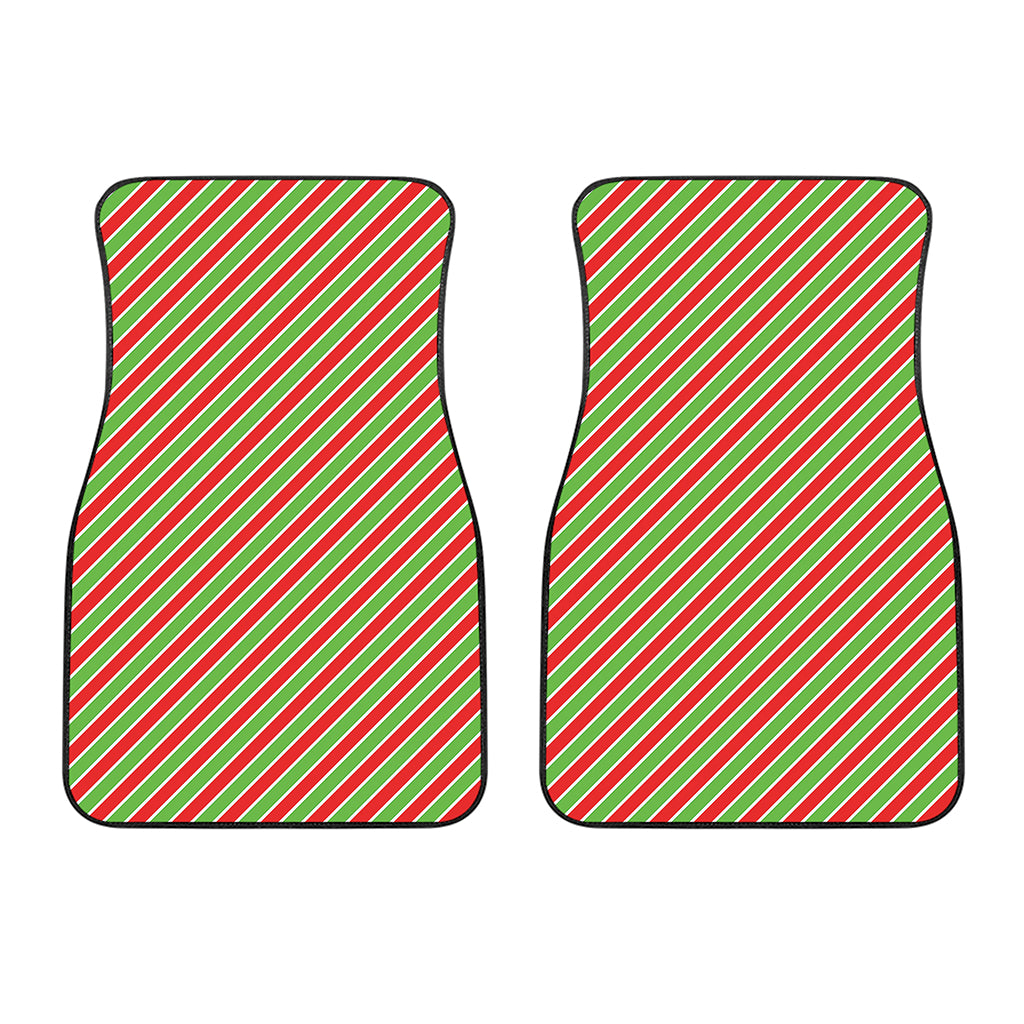 Xmas Candy Cane Stripes Print Front Car Floor Mats