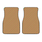 Xmas Candy Cane Stripes Print Front Car Floor Mats