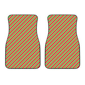 Xmas Candy Cane Stripes Print Front Car Floor Mats