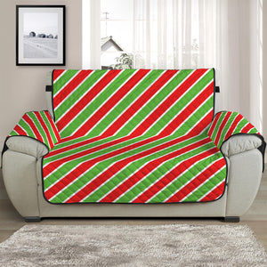 Xmas Candy Cane Stripes Print Half Sofa Protector