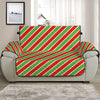 Xmas Candy Cane Stripes Print Half Sofa Protector