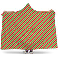 Xmas Candy Cane Stripes Print Hooded Blanket