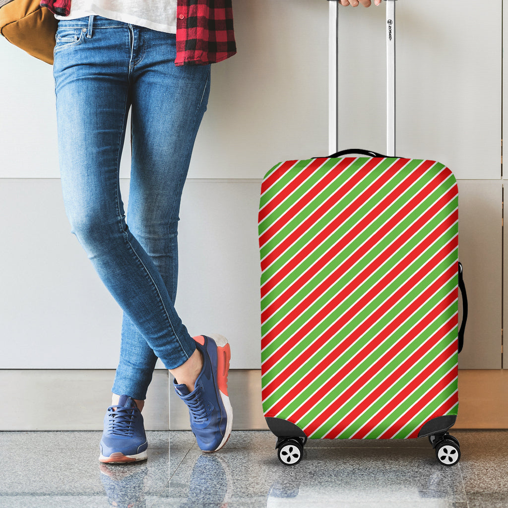 Xmas Candy Cane Stripes Print Luggage Cover