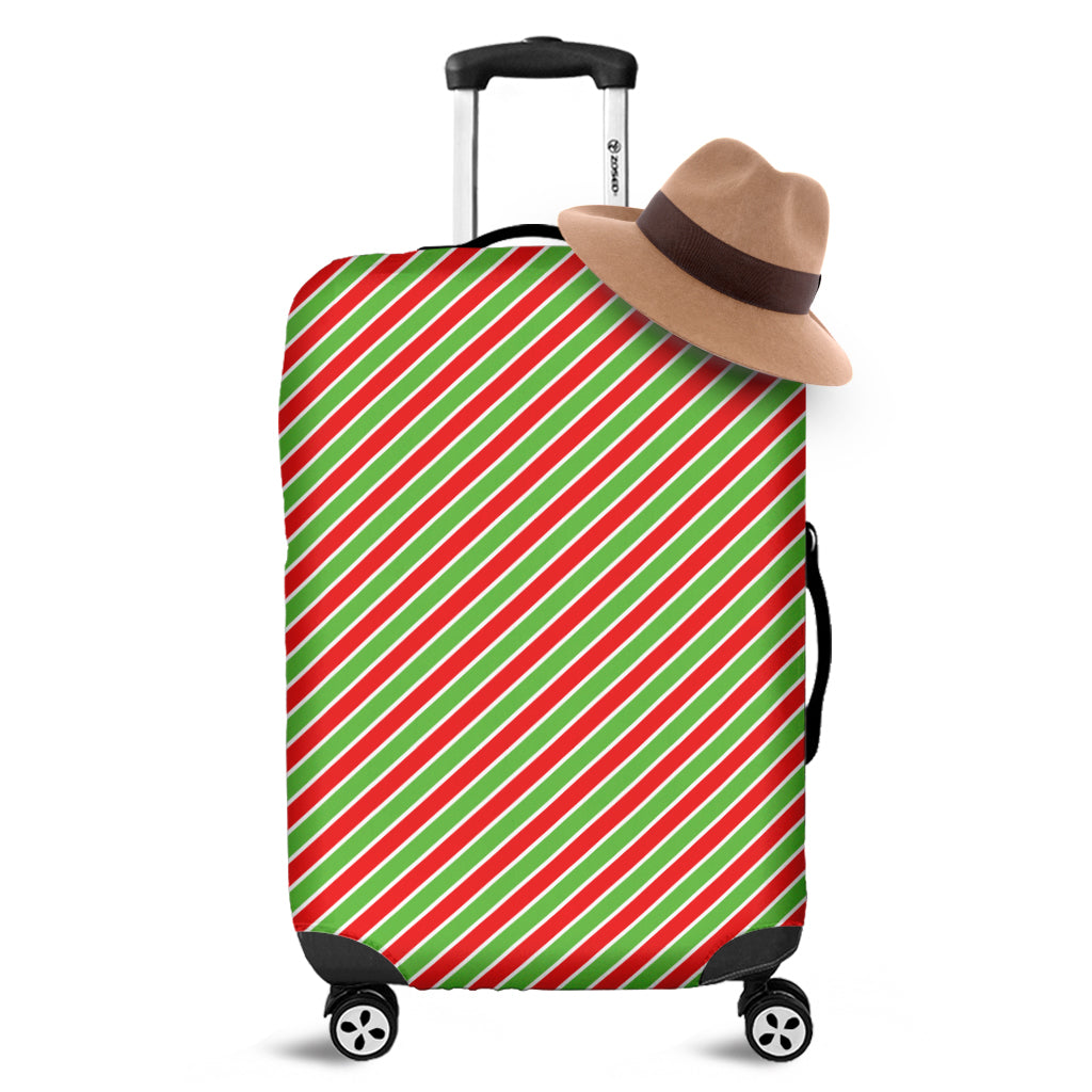 Xmas Candy Cane Stripes Print Luggage Cover
