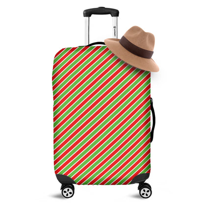 Xmas Candy Cane Stripes Print Luggage Cover