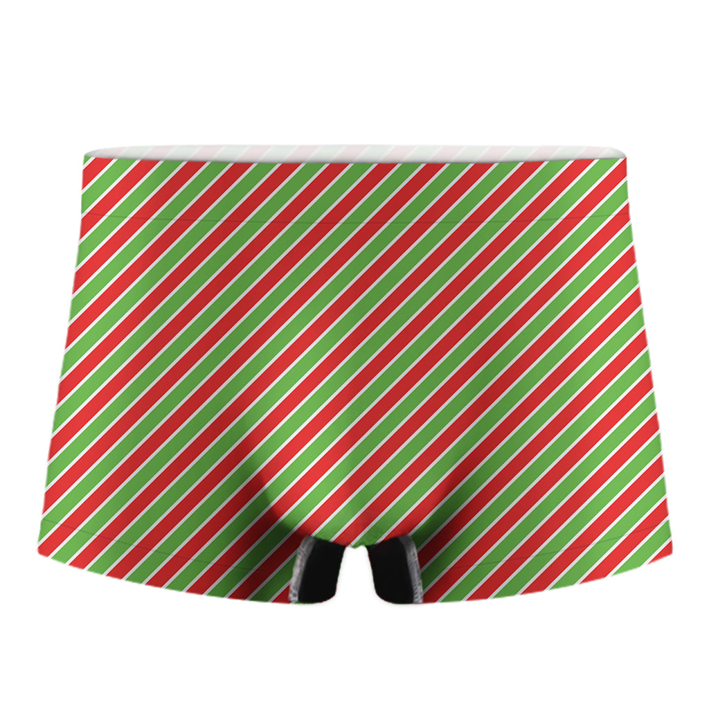 Xmas Candy Cane Stripes Print Men's Boxer Briefs