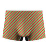 Xmas Candy Cane Stripes Print Men's Boxer Briefs