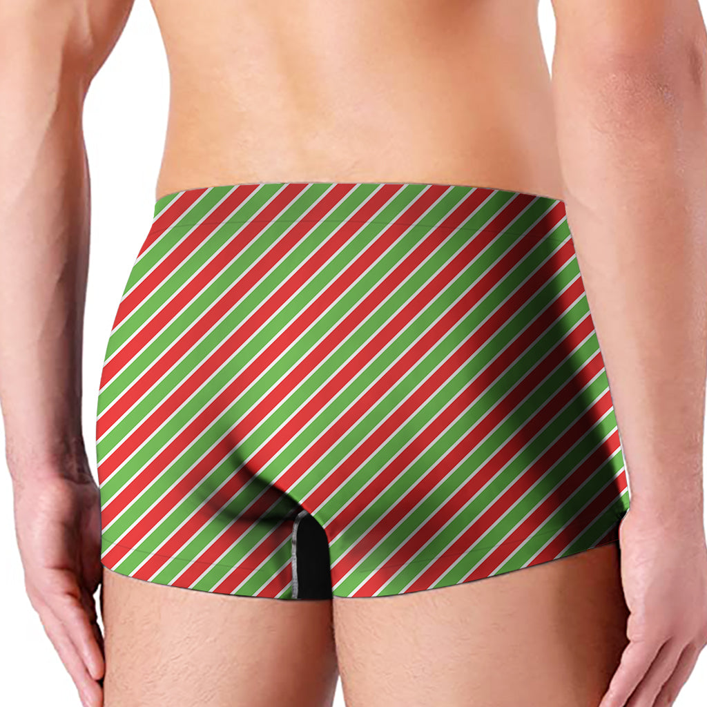 Xmas Candy Cane Stripes Print Men's Boxer Briefs