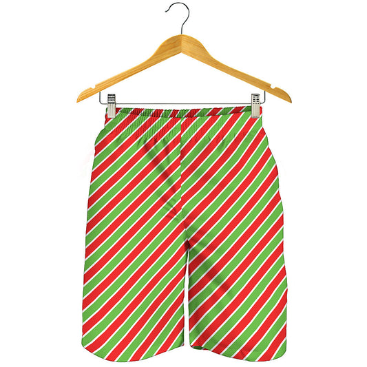 Xmas Candy Cane Stripes Print Men's Shorts