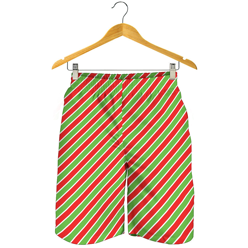 Xmas Candy Cane Stripes Print Men's Shorts