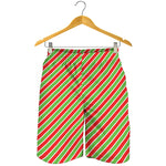 Xmas Candy Cane Stripes Print Men's Shorts