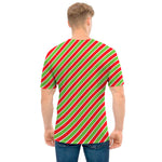 Xmas Candy Cane Stripes Print Men's T-Shirt