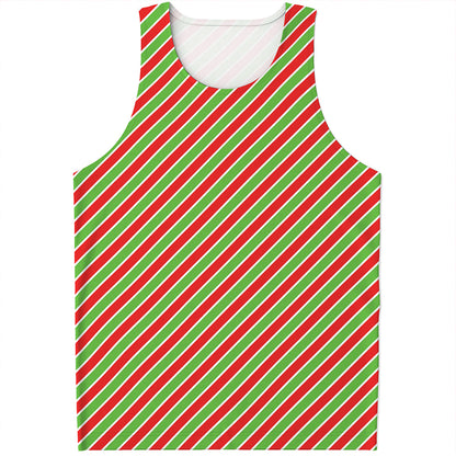 Xmas Candy Cane Stripes Print Men's Tank Top