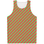 Xmas Candy Cane Stripes Print Men's Tank Top